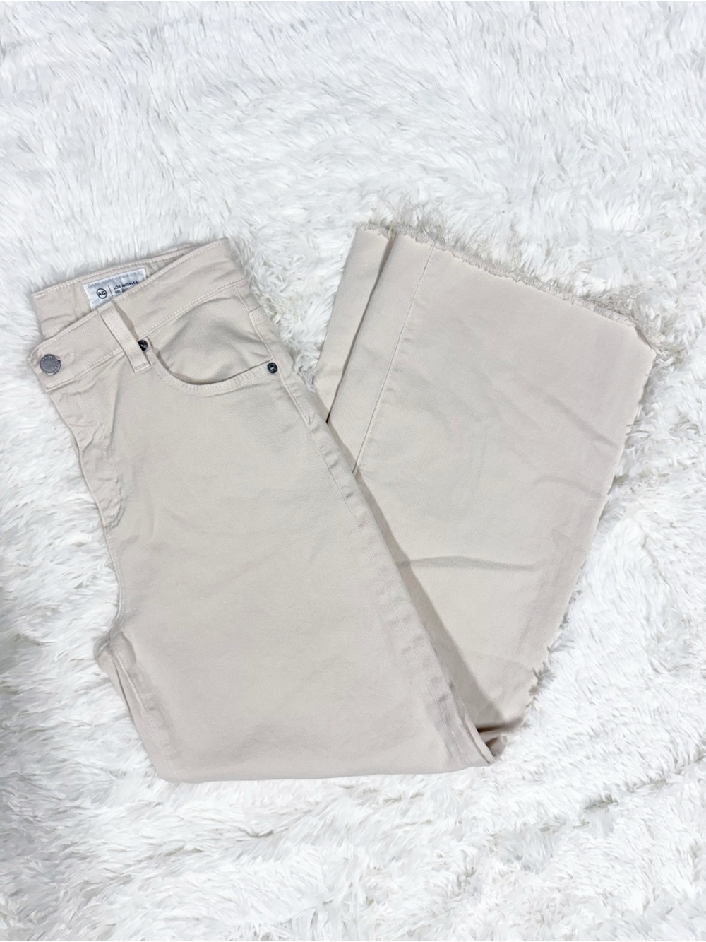 AG Adriano Goldschmied Saige Wide Leg Crop Jeans Size 27 Desert Rock Cream - Picture 7 of 8